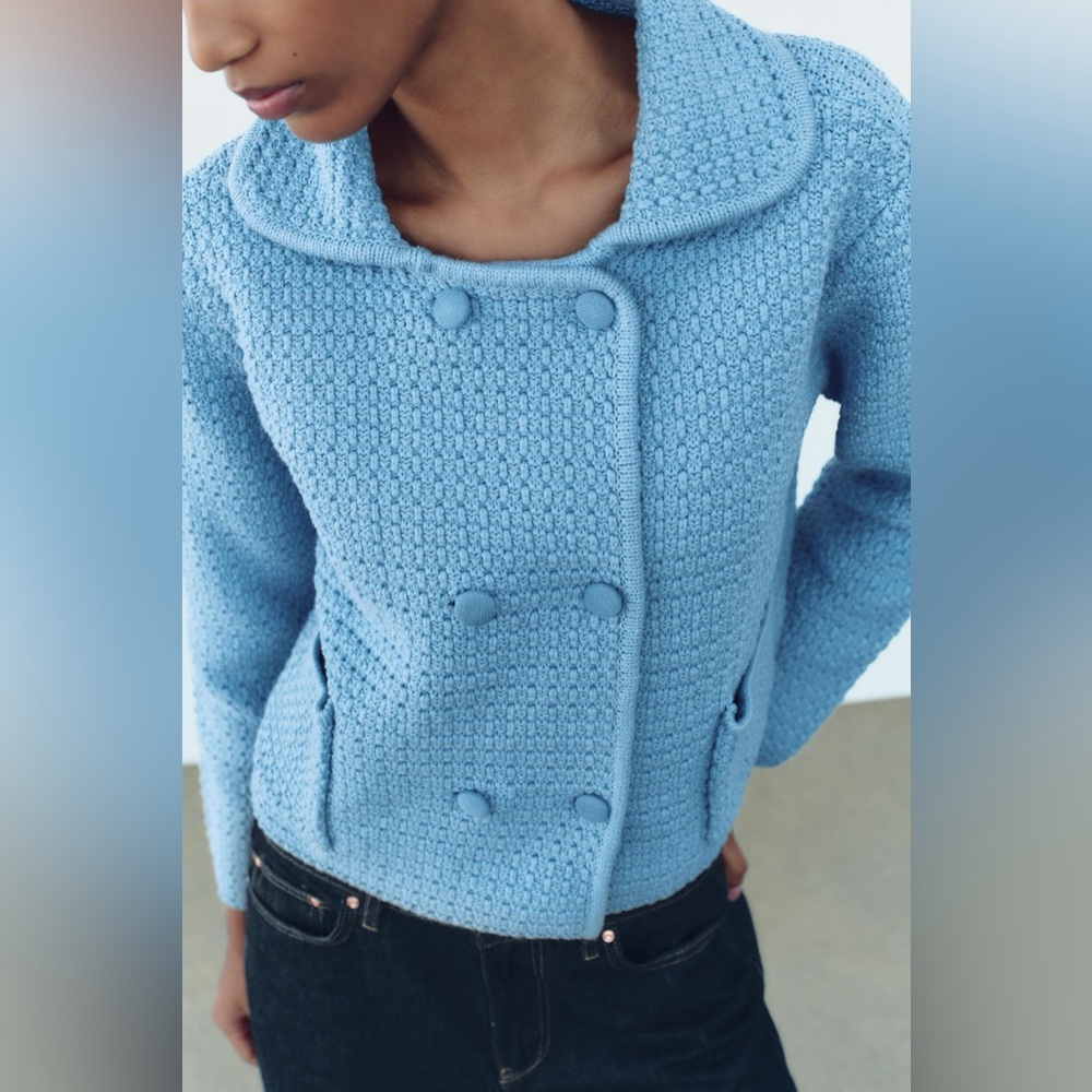 Zara chunky knit blazer jacket